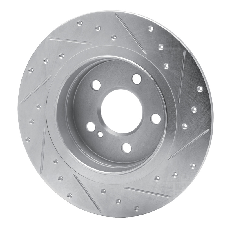 Mercedes-Benz C300 Brake Rotor (1) - Rear Left - R1 Concepts - Drilled & Slotted - Silver - `08-`15